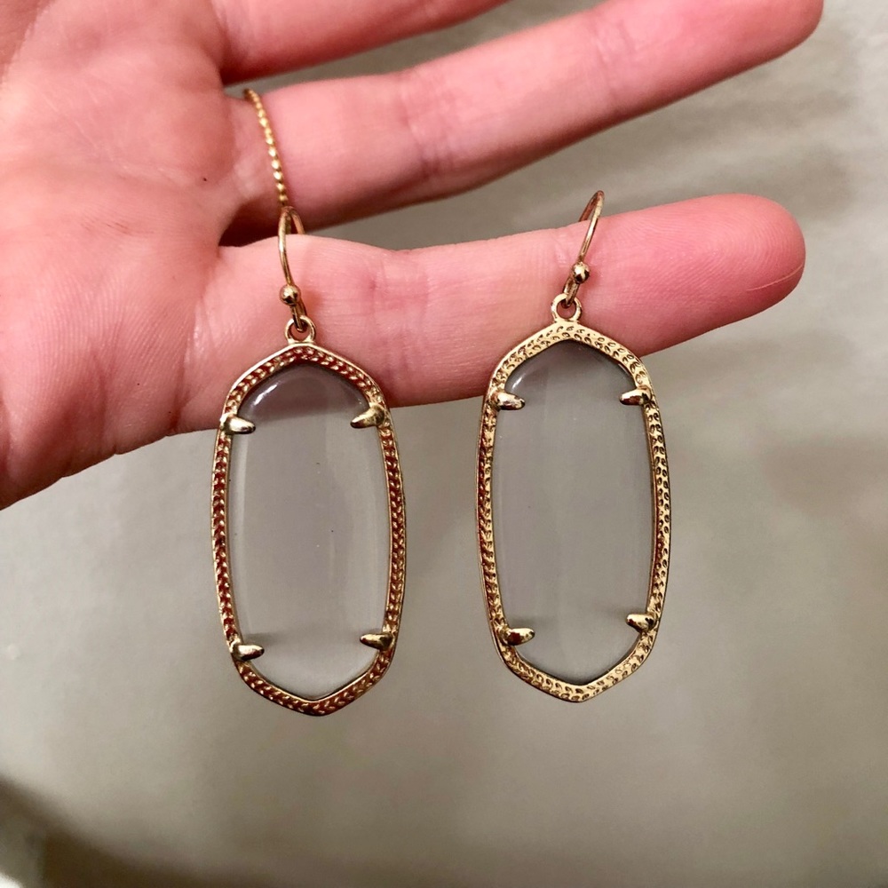 Gold Kendra Scott Earrings with Grey Stone
